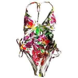 TRINA TURK Floral One Piece Swimsuit & Resin Hardware Size US 10